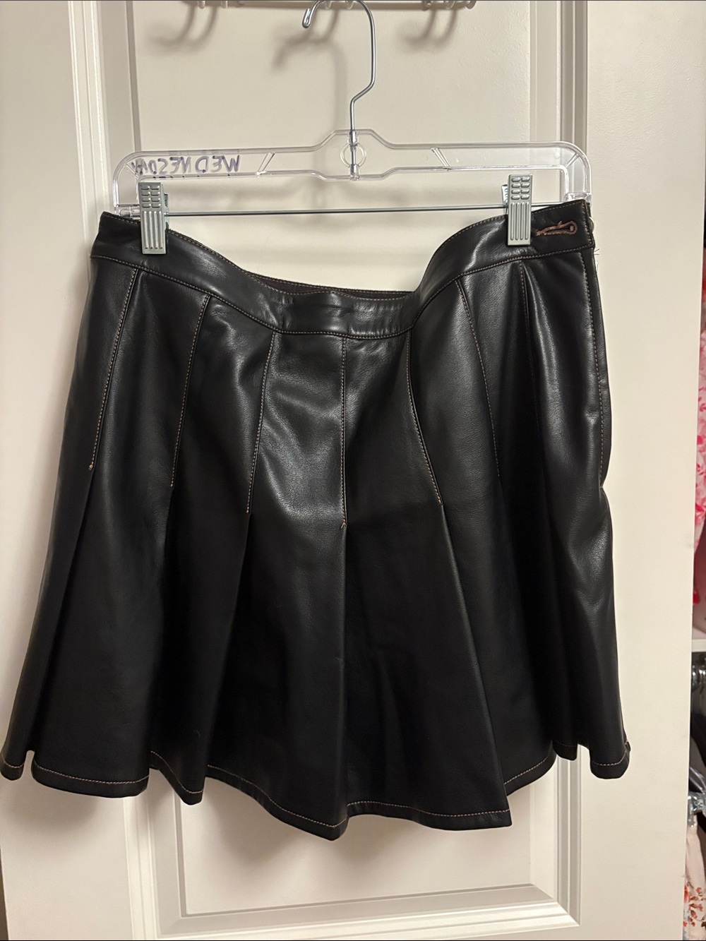 ASOS Women’s Black Faux Leather Pleated Skirt